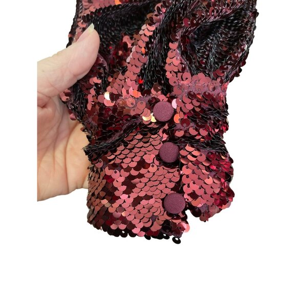 Ted Baker Sequins Burgundy Wine Emmalee Surplice Midi Dress US 6 - Picture 7 of 9